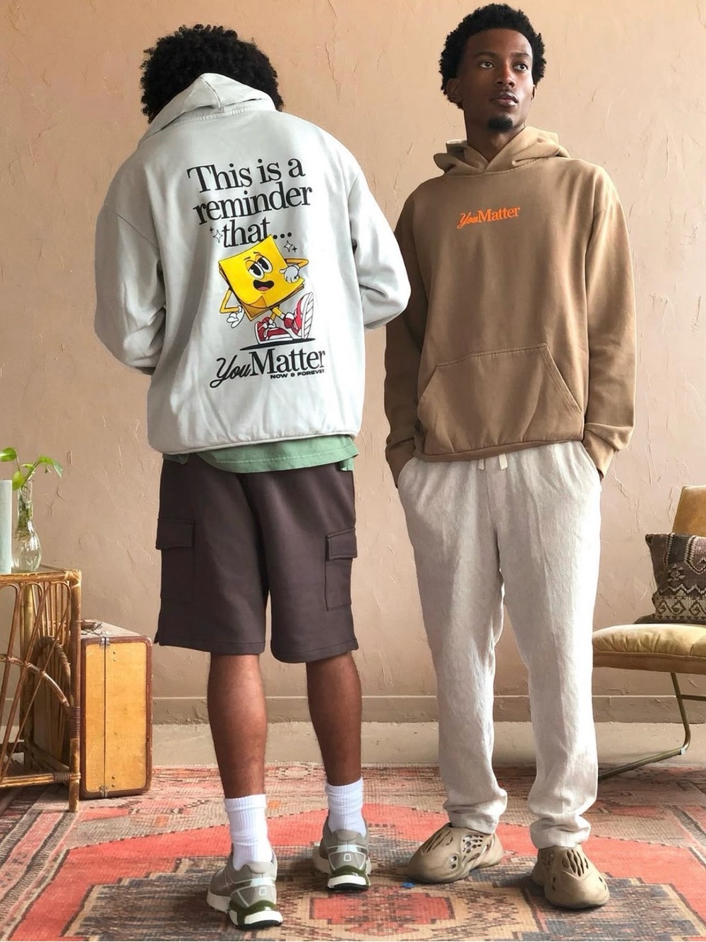 YouMatter Light Gray Logo Hoodie Graphic Sweater Stone